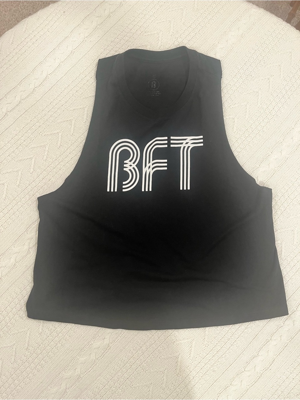 BFT Body Fit Training Cropped Muscle Tank Top Black Size Medium